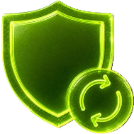 Shield badge with a refresh arrow, marking three years of PrimeOS security updates