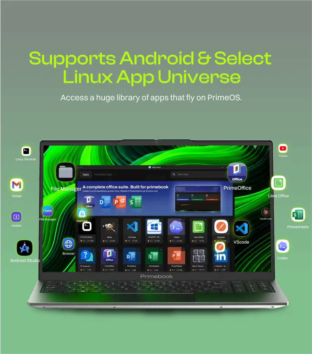 Supports Android & Select Linux App Universe