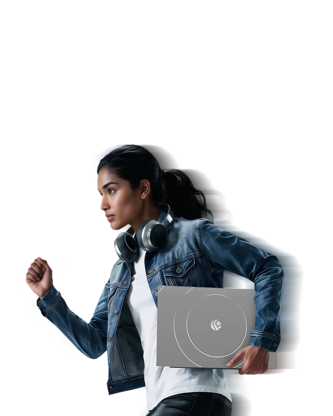 Primebook customer carrying a Primebook laptop